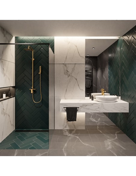 Zweiteiliger rechteckiger Spiegel für Waschtisch, in Maßanfertigung - AGIS