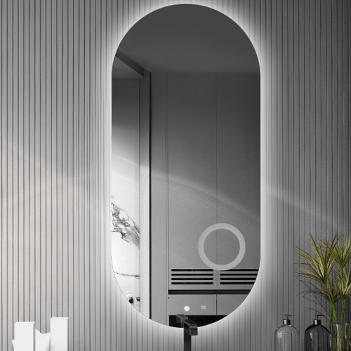 Ovales Badezimmerspiegel mit Zoomspiegel und Schalter -...