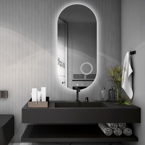 Ovales Badezimmerspiegel mit Zoomspiegel und Schalter -... 2