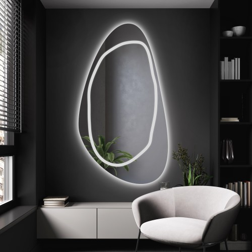 Spiegel mit unregelmäßiger Form und Beleuchtung - SYDERYT...