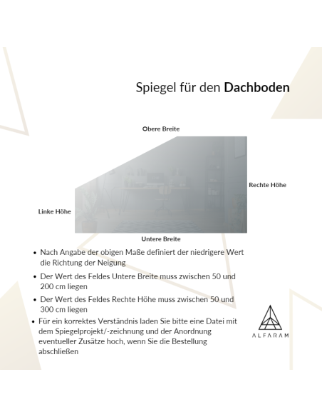 Sandgestrahlter Spiegel für das Dachgeschoss mit LED-Beleuchtung- NACH MASS - LEGA LED