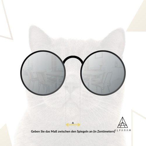 Satz von runden Spiegeln Katze in Gläsern MDF -  BRILLE 2