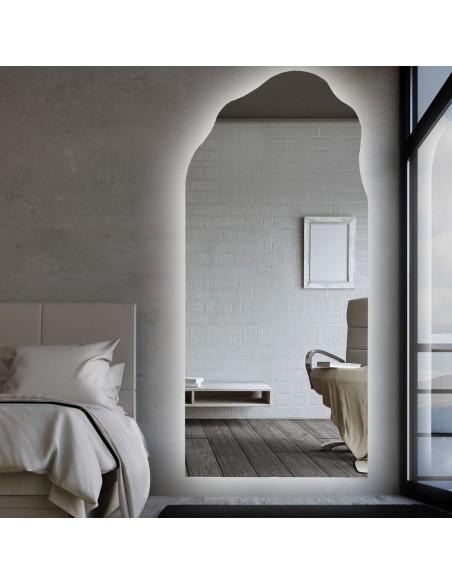 Halbovaler Spiegel mit organischer Form und Beleuchtung - AURO LED 1