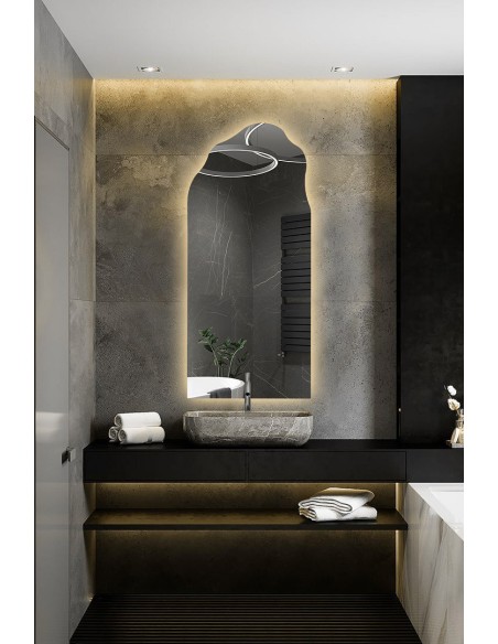 Halbovaler Spiegel mit organischer Form und Beleuchtung - AURO LED 1