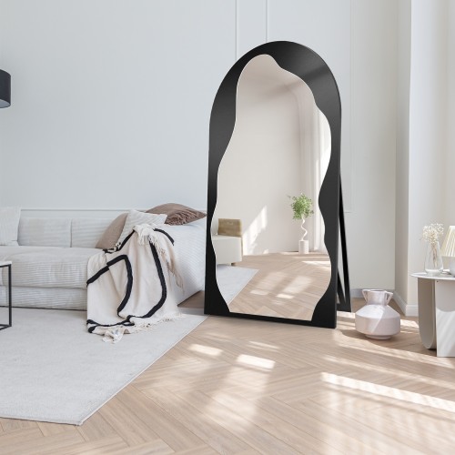 Organisches Standspiegel in Halboval mit MDF-Rahmen -...