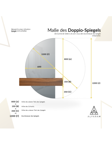 Spiegel zweiteiliger Halbkreis - DOPPIO