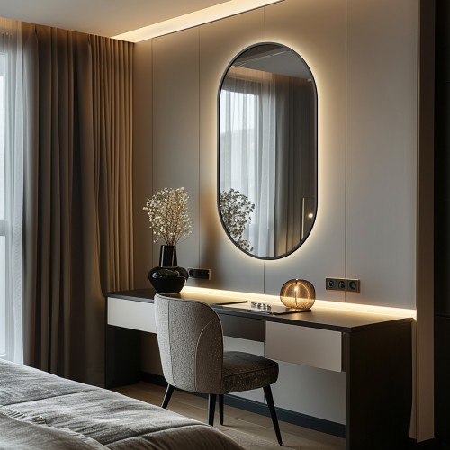 Ovaler Spiegel mit schwarzem Rahmen MDF SLIM, mit...