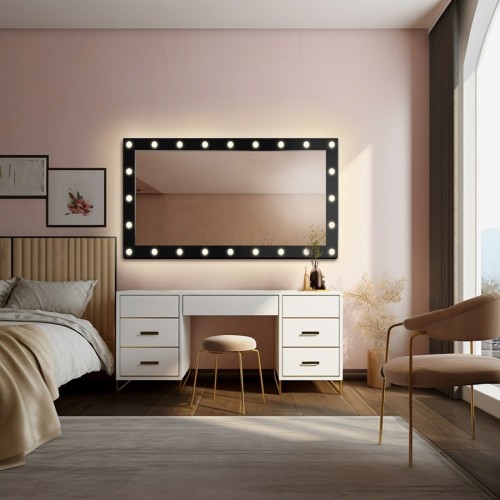 Rechteckige Kosmetikspiegel mit Glühbirnen in MDF-Rahmen...