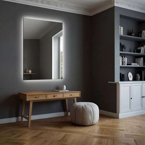 Rechteckiger Badezimmerspiegel mit Hintergrundbeleuchtung...