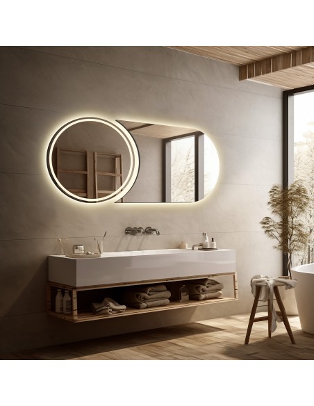 Moderner Badezimmerspiegel mit Hintergrundbeleuchtung, zweiteilig - APOLLO LED II