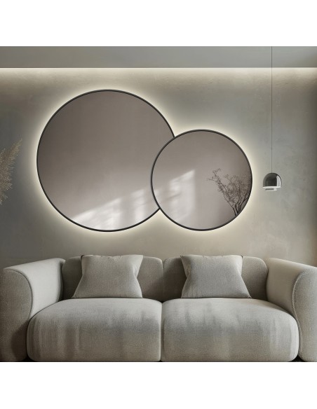 Runder Spiegel mit Mdf-Rahmen und Beleuchtung - DOTTI LED