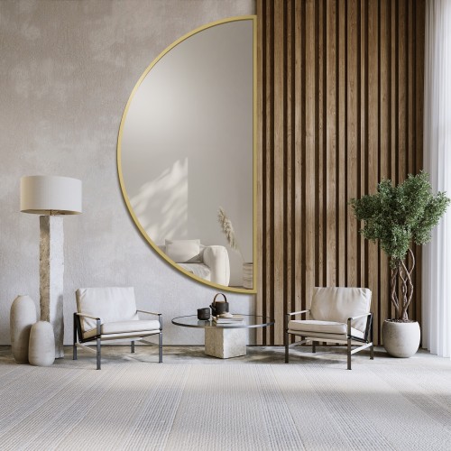 Spiegel, Halbkreis, Rahmen in Gold MDF SLIM - HILDA -...