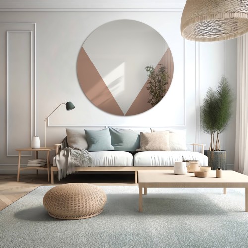 Runder Dekospiegel Spiegeltafel in Kupfer, Roségold - LOLO