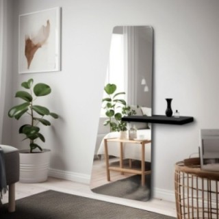 Moderner unregelmäßiger Standspiegel mit Ablage - MATEO SHELF