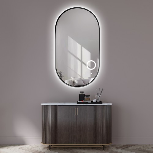 Ovales Spiegel im Rahmen mit Zoom-Led-Spiegel - OLI LED...