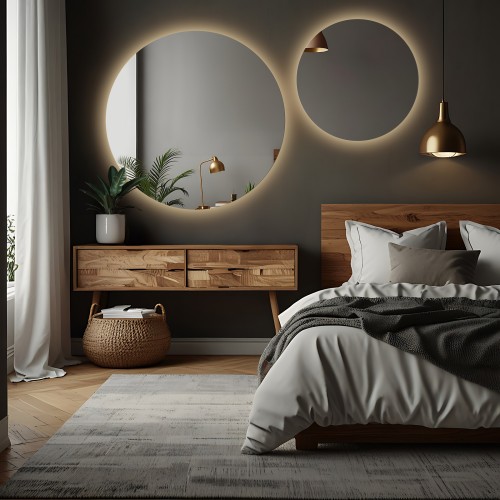 Runder Spiegel SET mit LED Beleuchtung - KREISE LED SET