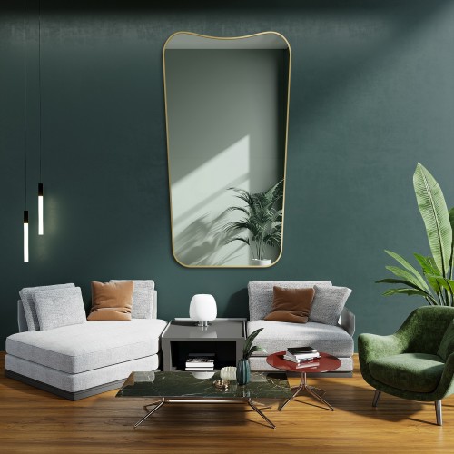 Unregelmäßiger Spiegel in einem goldenen MDF-Rahmen SLIM...