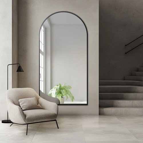 Halbovaler Spiegel in schwarzem Rahmen MDF SLIM - DOMI -... 2