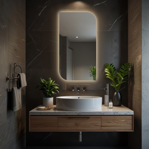 Spiegel mit unregelmäßiger Form und Beleuchtung - TRÄNE LED