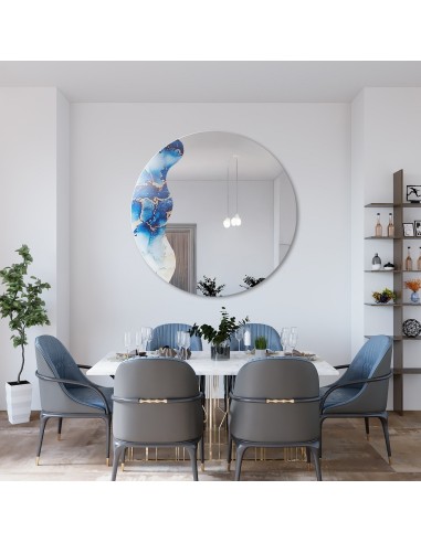 Unregelmäßiger Spiegel auf rundem blauem Marmor – MARBLE BLUVERO