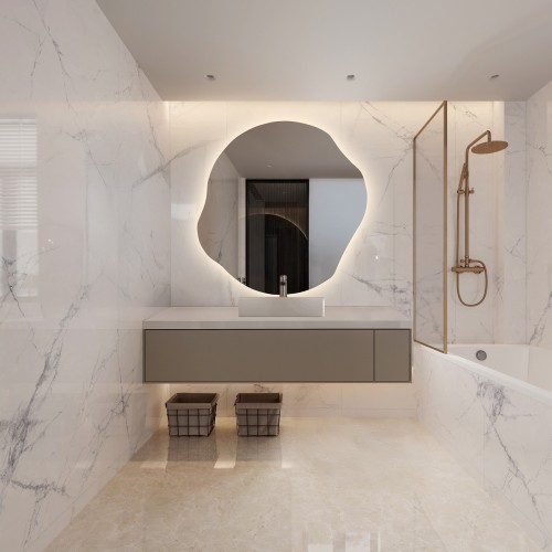 Organisch geformter Spiegel mit Beleuchtung - CYRKON LED