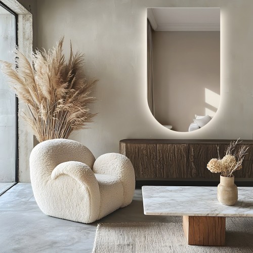 Bogenspiegel für Badezimmer mit Hintergrundbeleuchtung -...