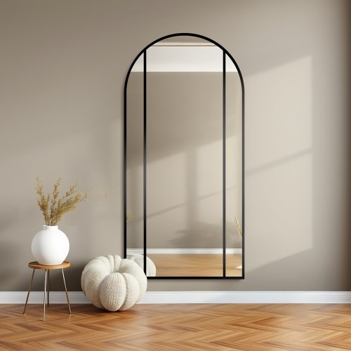 Halbovaler Spiegel mit Sprossen in Loft-Mdf-Rahmen - ARO...