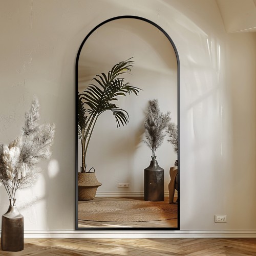 Bogenspiegel mit MDF-Rahmen schwarz matt - BERDO -...