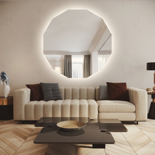 Mehreckiger Badezimmerspiegel mit Hintergrundbeleuchtung...