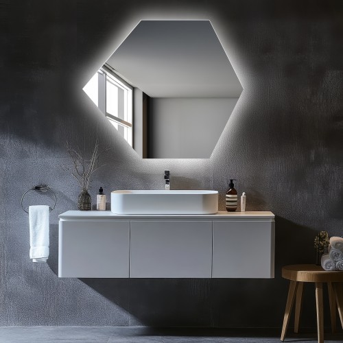 Spiegel in geometrischer Form mit Beleuchtung – GEOME LED