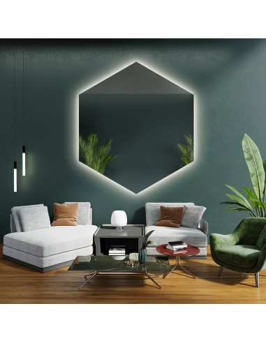 Spiegel in geometrischer Form mit Beleuchtung – HEXA LED