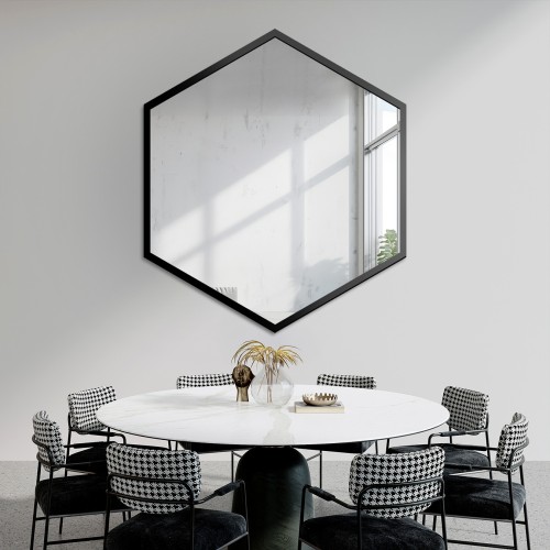 Spiegel in geometrischer Form im Rahmen – HEXA IM RAHMEN