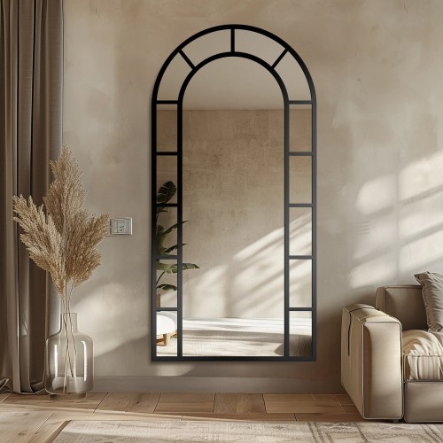 Bogenspiegel mit Sprossenleisten Rahmen in Loftoptik MDF...