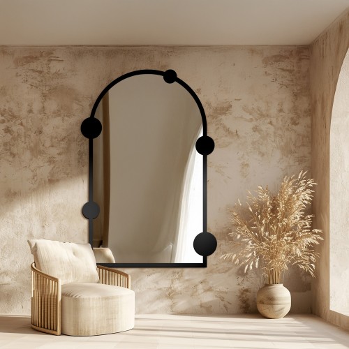 Bogenspiegel mit mit Ringen auf MDF-Rahmen - ARCULA -...