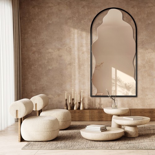 Unregelmäßiger Spiegel in halbovalem MDF-Rahmen - ONDRA -...