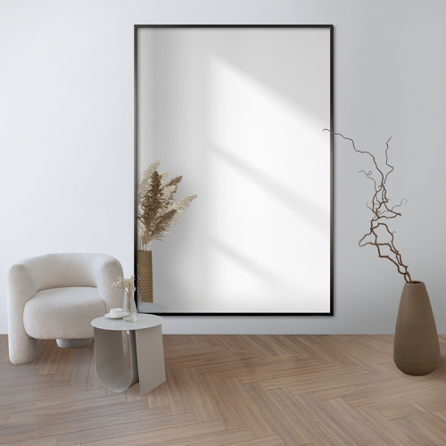 Rechteckige Spiegel in minimalistischen goldenen rahmen... 2