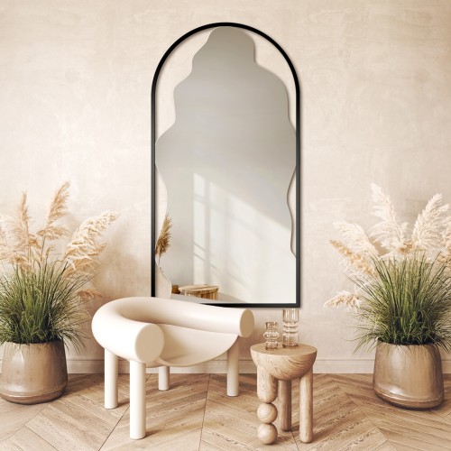 Unregelmäßiger Spiegel in halbovalem MDF-Rahmen - ONDRA -... 2