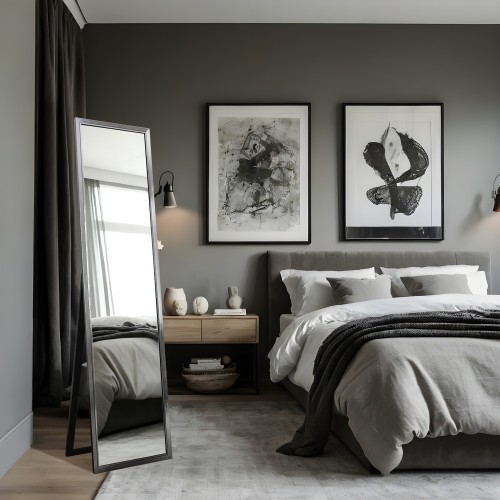 Standspiegel mit elegantem Holzrahmen für Garderobe -... 2