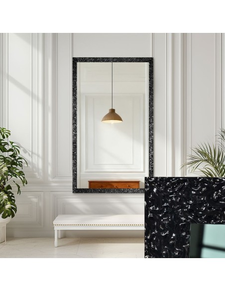 Spiegel in Glamouroptik mit prächtigem Rahmen hochglänzend schwarz - 8002001