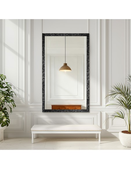 Spiegel in Glamouroptik mit prächtigem Rahmen hochglänzend schwarz - 8002001