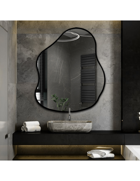 Spiegel in organischer Form mit Rahmen - STONE IM RAHMEN