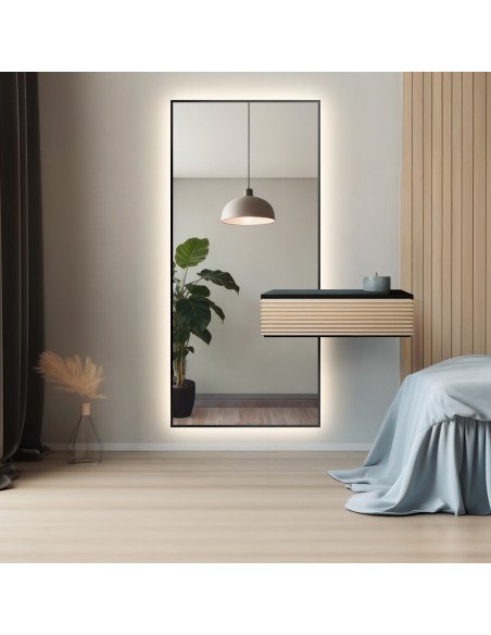 Modernen Spiegel im Rahmen mit Ausschnitt für den Schrank und LED-Beleuchtung 1503