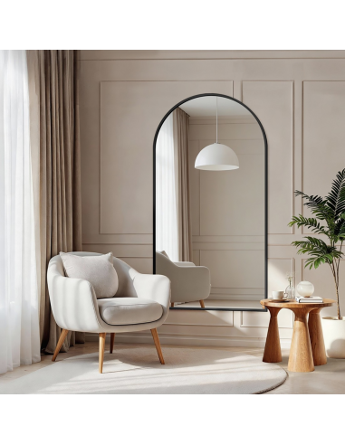 Halbovaler Spiegel in schwarzem Rahmen MDF SLIM...