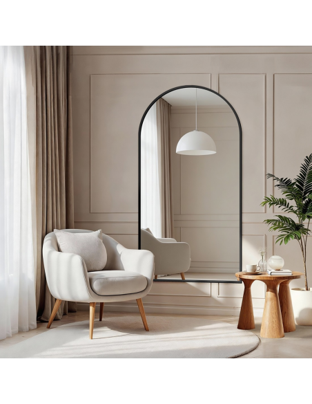 Halbovaler Spiegel in schwarzem Rahmen MDF SLIM - DOMI - Rahmenfarbe nach Wahl