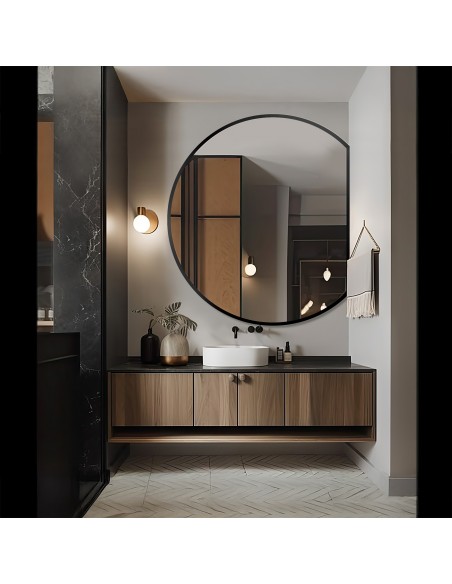 Runder Spiegel mit mattschwarzem MDF-Rahmen - OTTO Abgeschnittene Seite