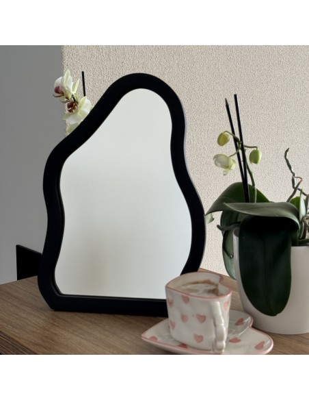 Kosmetikspiegel mit schwarzem MDF-Rahmen - STONE PETITE