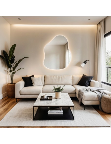 Spiegel in organischer Form mit Beleuchtung - STONE LED