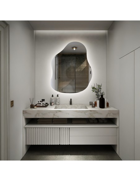 Spiegel in organischer Form mit Beleuchtung - STONE LED