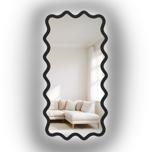 Rechteckiger Spiegel mit gewelltem MDF-Rahmen und... 2