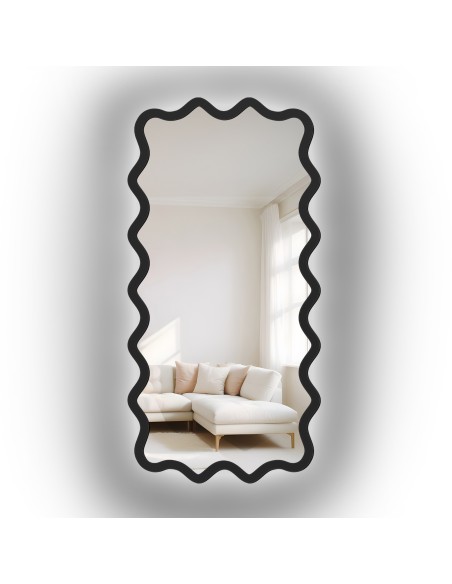 Rechteckiger Spiegel mit gewelltem MDF-Rahmen und Beleuchtung – AQUARELLE MARELLA LED